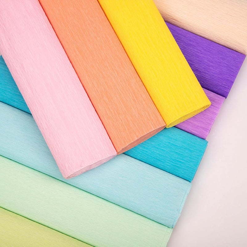 fuceury 12 Colors Crepe Paper Rolls, 10 x 98Inch Wide Crepe Paper Sheets with Floral Stem Wire and Green Floral Tapes for DIY Gift Wrapping Paper Crafts Birthday Wedding Holiday Paper Flower?Multicolor 03? - Image 3